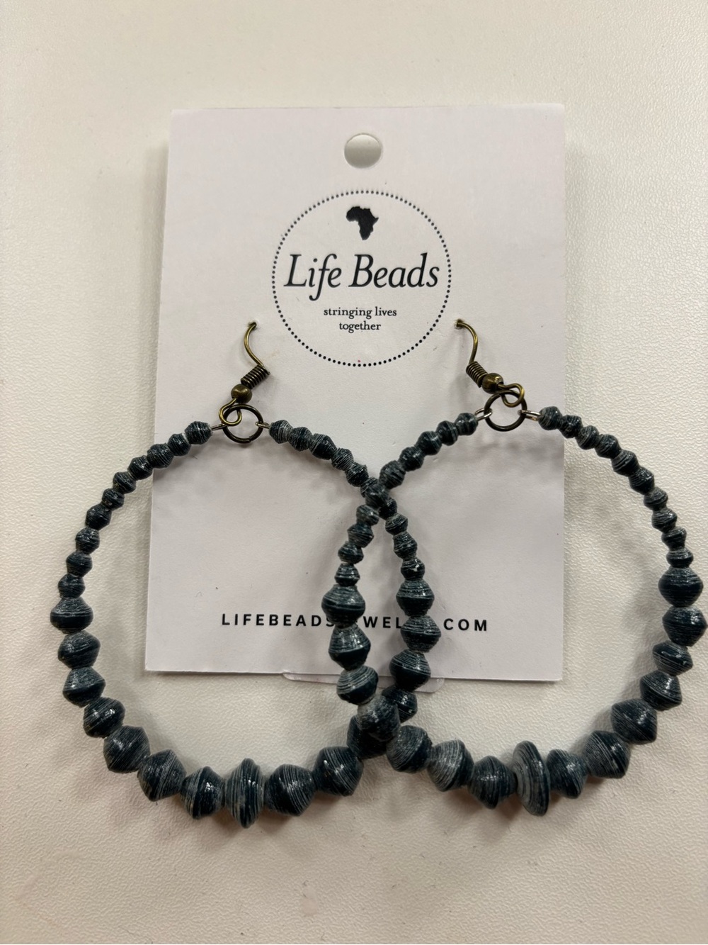 Dark Green Beaded Hoop Earrings